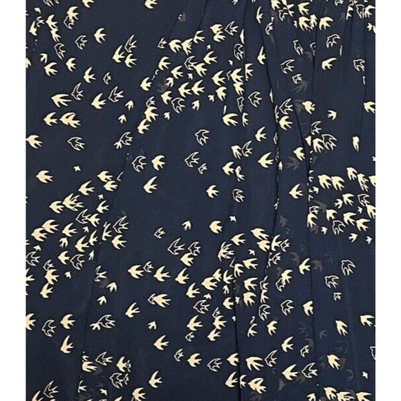 For Cynthia Navy Sheer Lined Skirt Fit & Flare Boho Birds Formal Large MSRP $68 - Picture 5 of 13